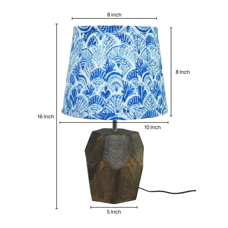 Artisan Facet Wooden Base Cotton Table Lamp - Blue media 5