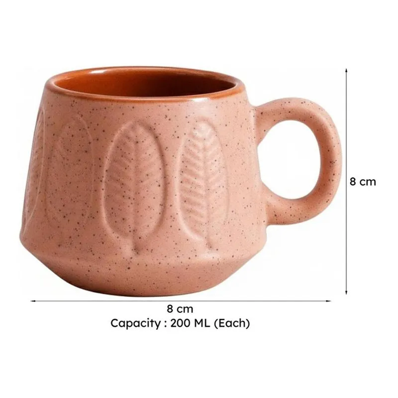 Bergo Ceramic Tea Cup (200 mL Each)/Pink,White)- Set of Two media 6