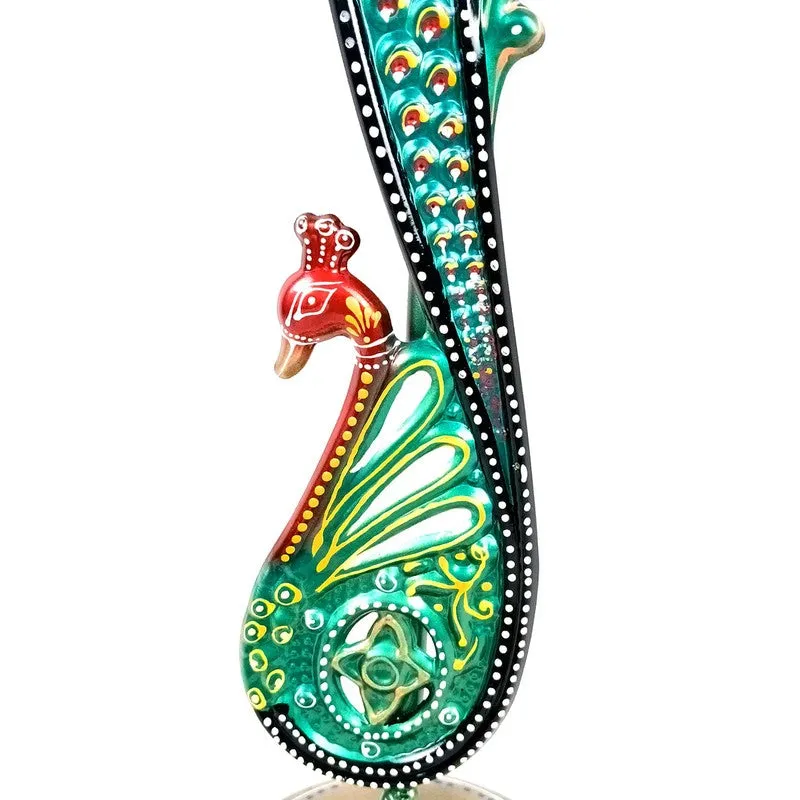 Peacock Majesty Quad Slot Iron Tea Light Candle Holder media 7
