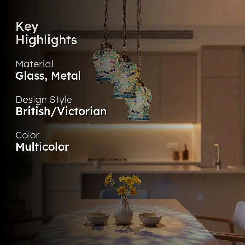 Coloraura Glow Glass Ceiling Lamp - White & Blue media 2