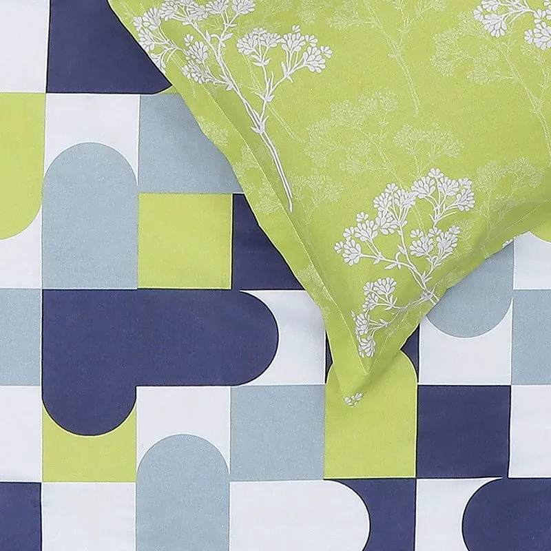 Monte Carlo Multi Blocks Cotton Bedsheet (Blue,Green) - 104 TC media 6