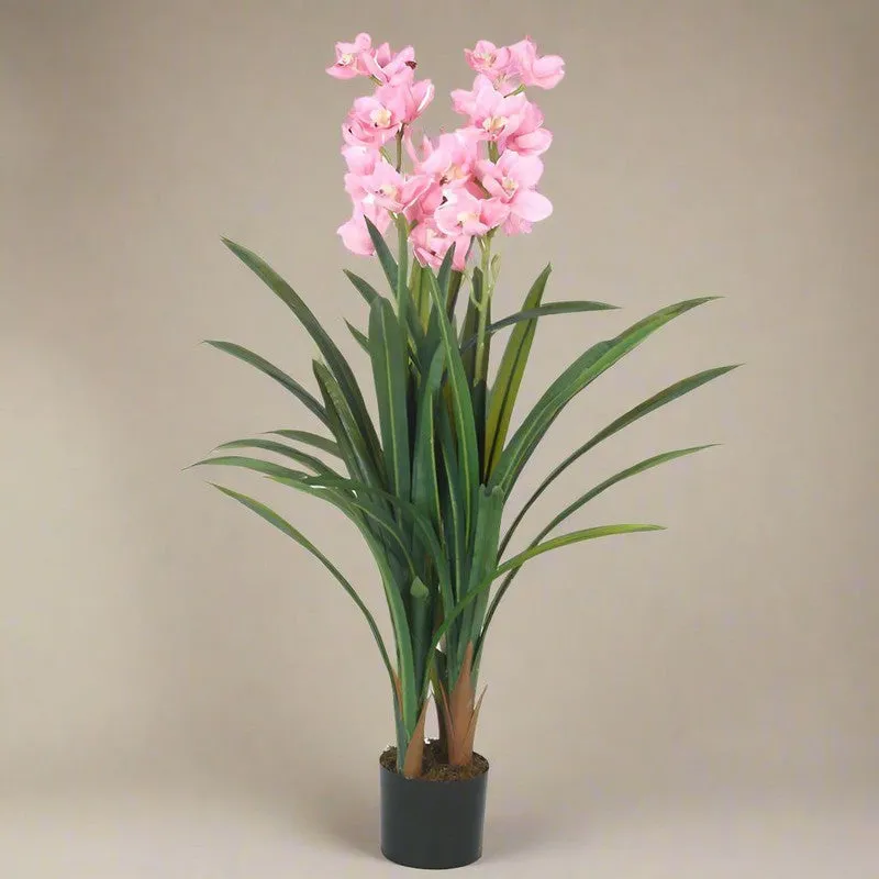 Faux Realtouch Pink Orchid Artificial Plant With Black Plastic Pot - 3.9 Feet media 3