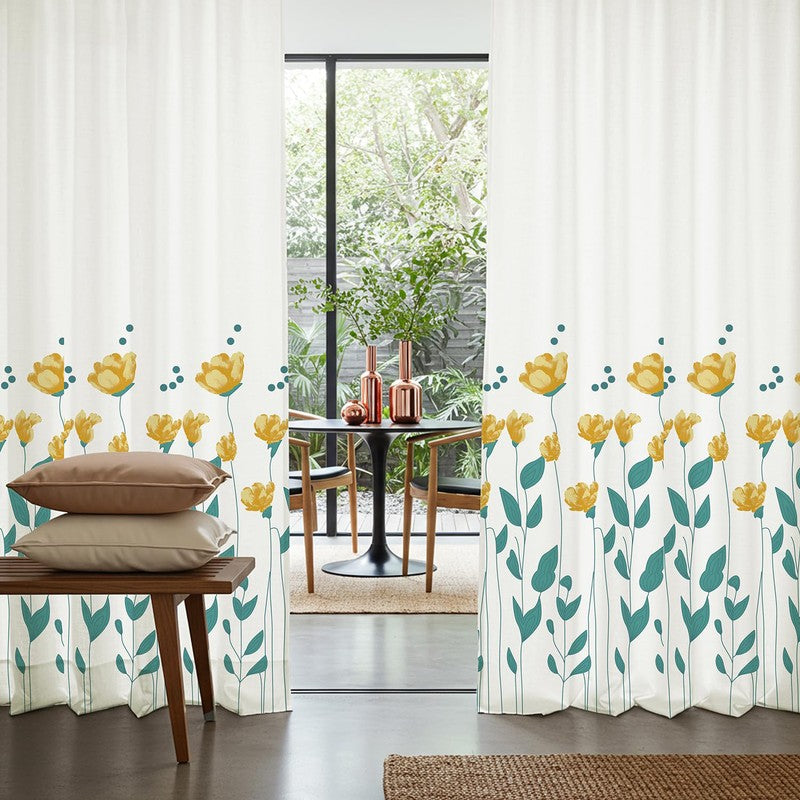 Urban Space Bloomleaf Multicolor Cotton Curtains - Set Of Two media 4
