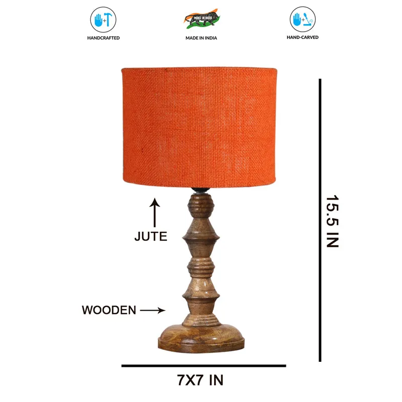 Sienna I Timber Wooden Table Lamp - Orange,Brown media 7