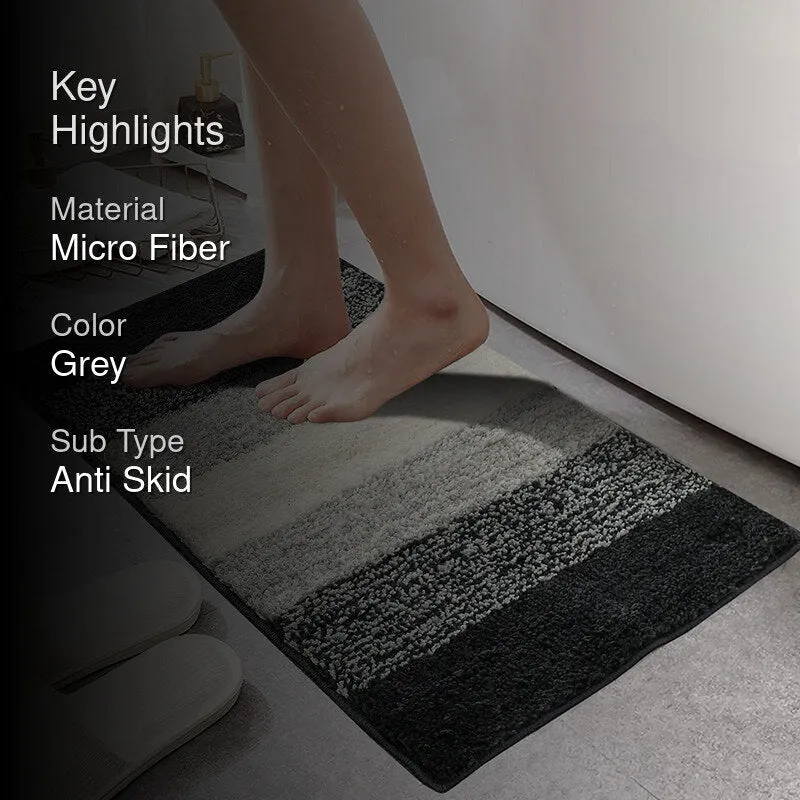 Elvira Anti Skid Striped Bath Mat - Grey media 2