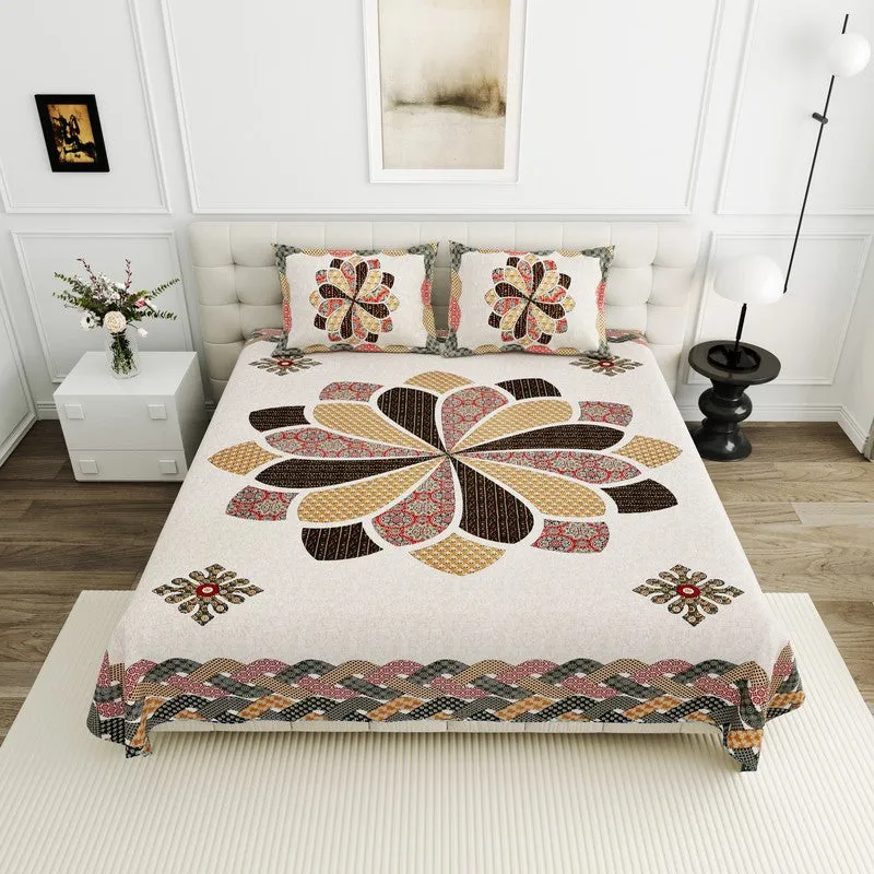 RangRiwaaz Cotton Bedsheet (Beige) - 160 TC media 1