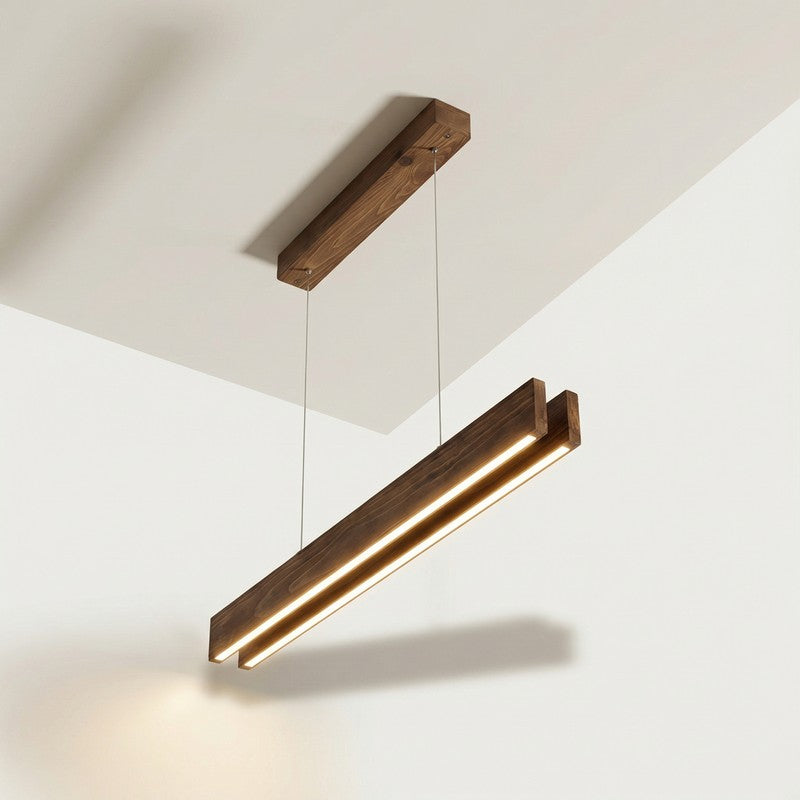Galatea Linear LED Wooden Ceiling Lamp - Brown media 4
