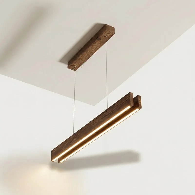 Galatea Linear LED Wooden Ceiling Lamp - Brown media 4