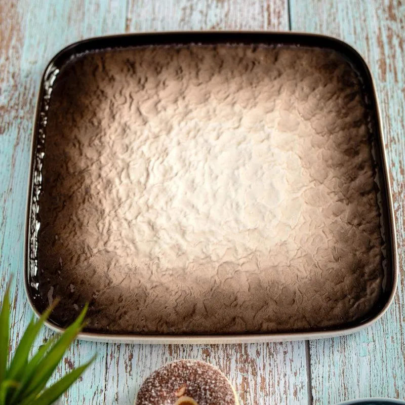 Nomura Square Porcelain Platter - Brown media 1