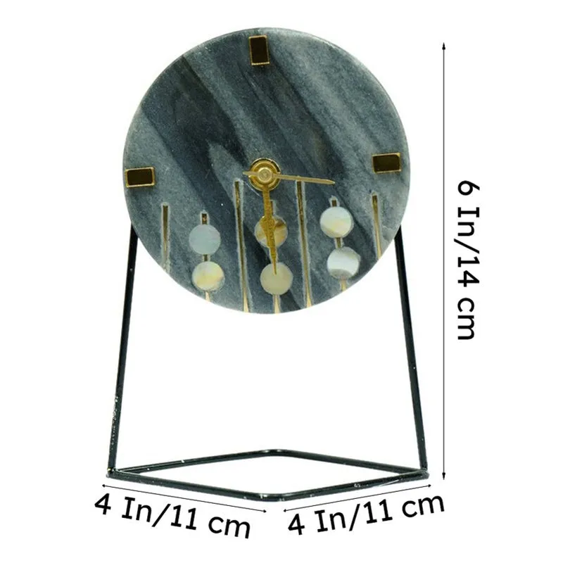 Moderna Marble Table Clock With Brass Inlay - Grey, Black media 9