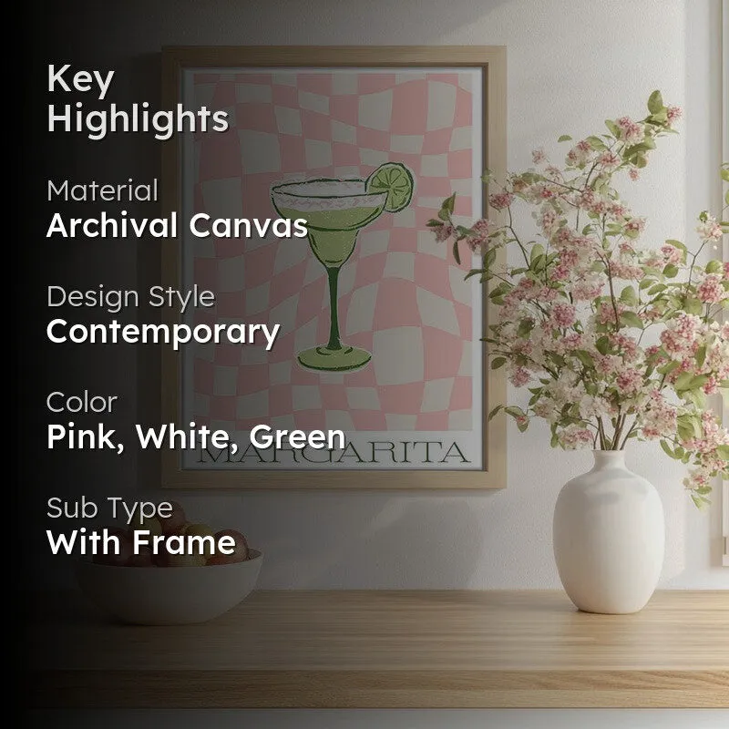 PinkCheck Margarita Archival Canvas Wall Art - Brown media 2