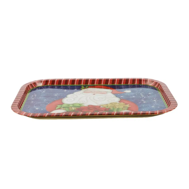 Santa Metal Rectangular Blue Serving Tray media 4