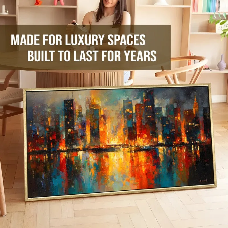 Reflected City Canvas Wall Painting With Frame media 5