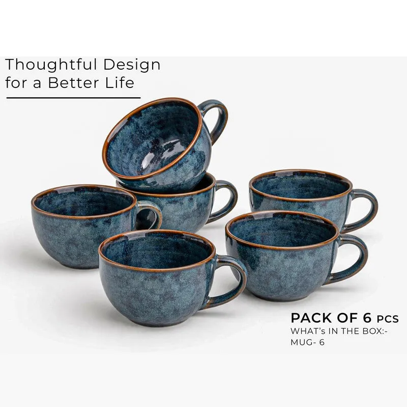 Cuddle Ceramic Tea Cup (250 mL Each),Blue) - Set Of Six media 3