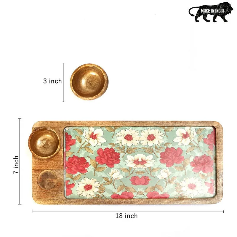 FloriNest Mango Wood Platter With Dip Bowl - Three Piece Set media 10