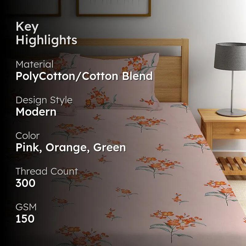 Peach Kaia Fitted Bedsheet - 150 GSM media 2