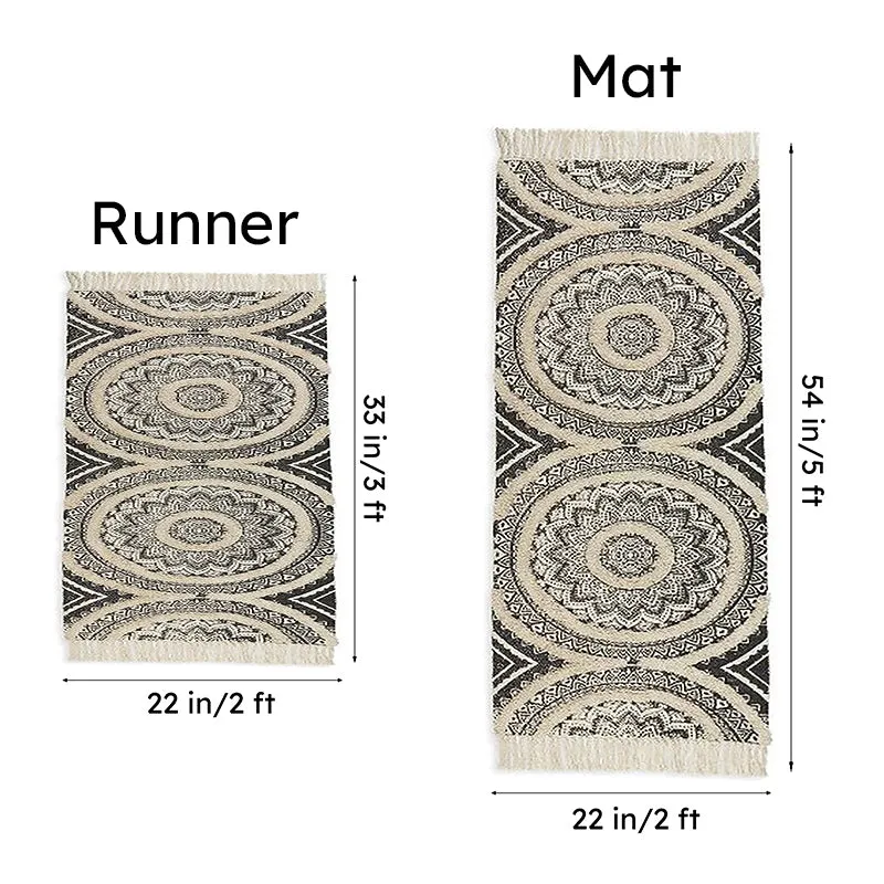 Mandala Cotton Runner Rug (Black) - Set of Two media 10