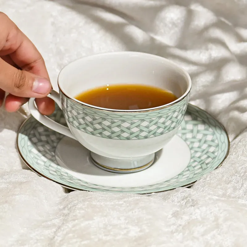 Valera 24k Gold Brushed Porcelain Tea Cup & Saucer (280 mL) - Set of Six media 3