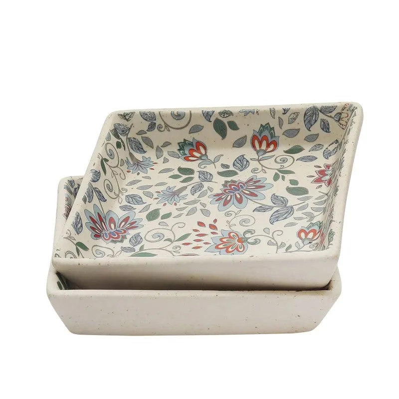 Florence Multicolor Square Stoneware Platter - Set of Two media 4