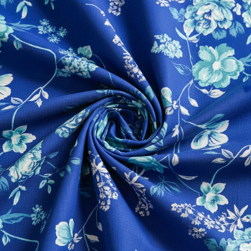 Layla Floral Neon Print Cotton Bedsheet (Blue) - 144 TC media 5