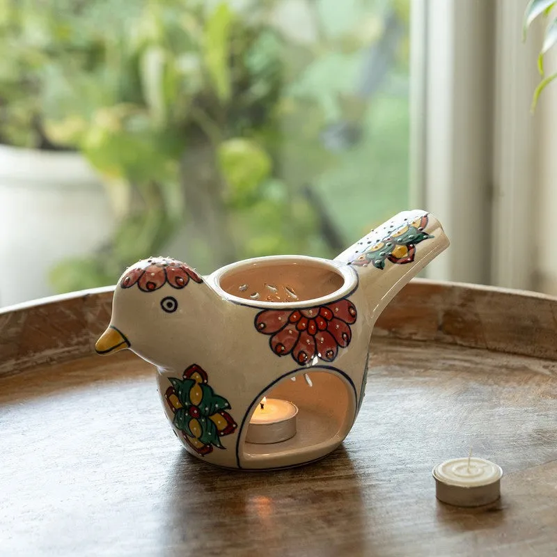 Chirpy Birdy Handpainted Tealight Holder media 1