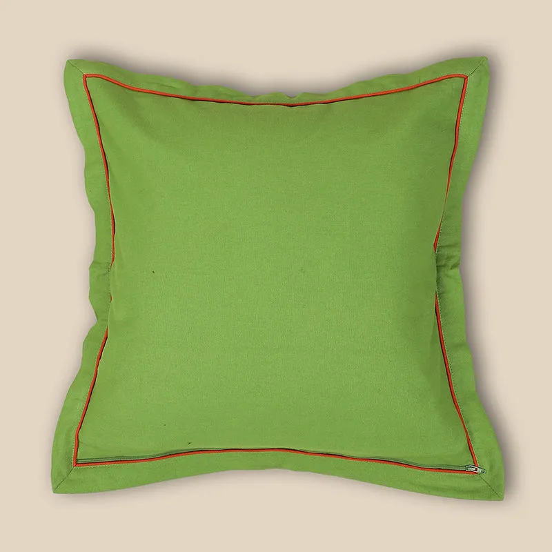 Swayam Tona Cotton Cushion Cover (Green) - Set of Two media 4
