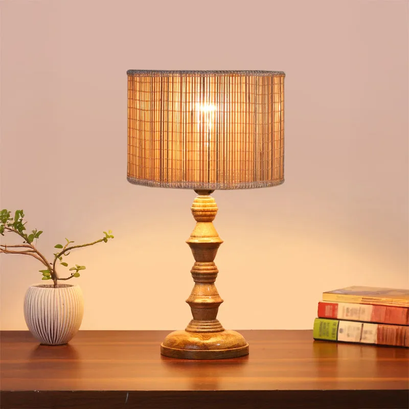 Bambouin Timber Wooden Table Lamp - Beige,Brown media 2