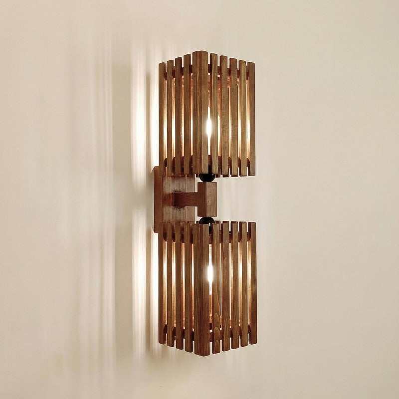 ParallelGlow Wooden Wall Lamp - Brown media 4
