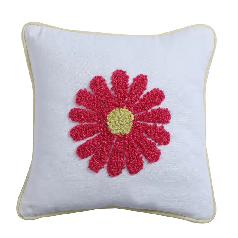 Thread & Daisy Cotton Cushion Cover - White media 3
