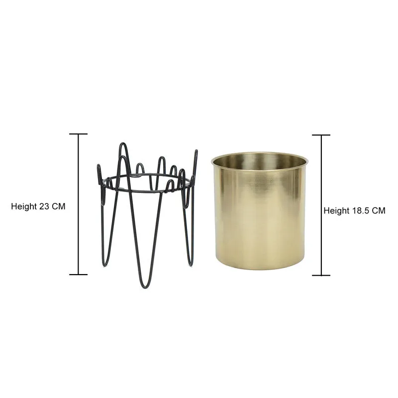 Retsa Stainless Steel Planter - Gold & Black media 4