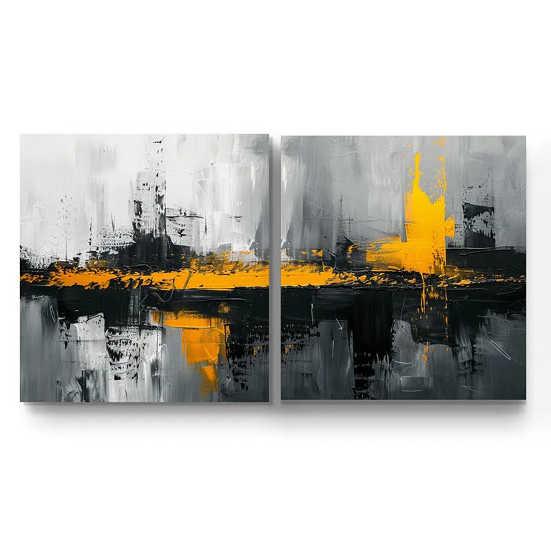 Splash Of Yellow Wall Painting - Set Of Two media 3