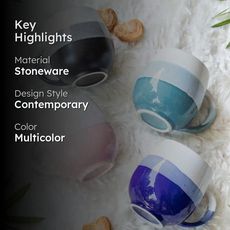 Wave Stoneware Coffee Mug (440 mL Each) - Set of Four media 2