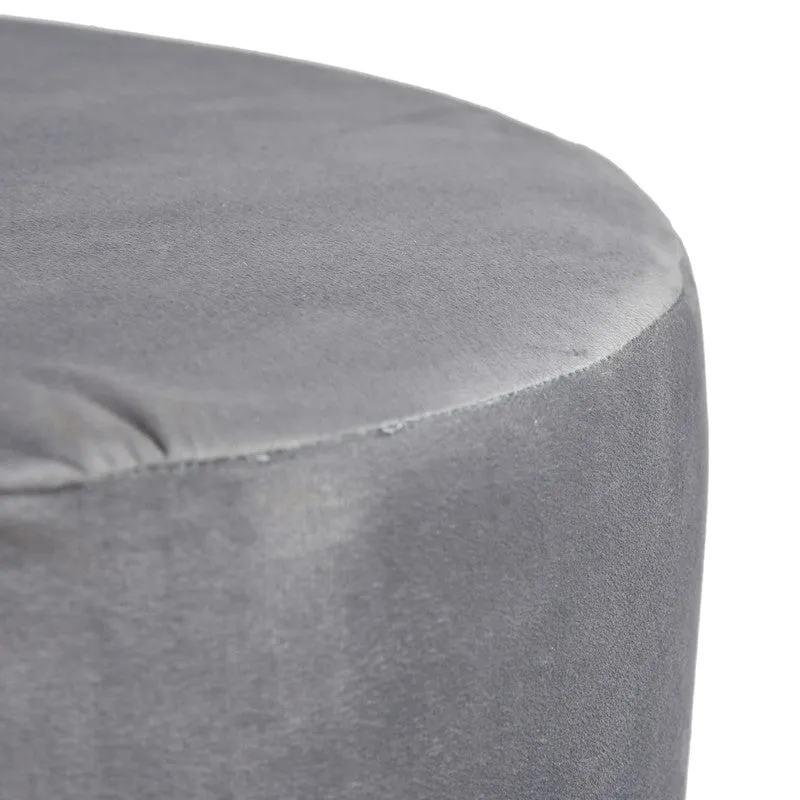 Velour Solid Velvet Pouffe - Grey media 4