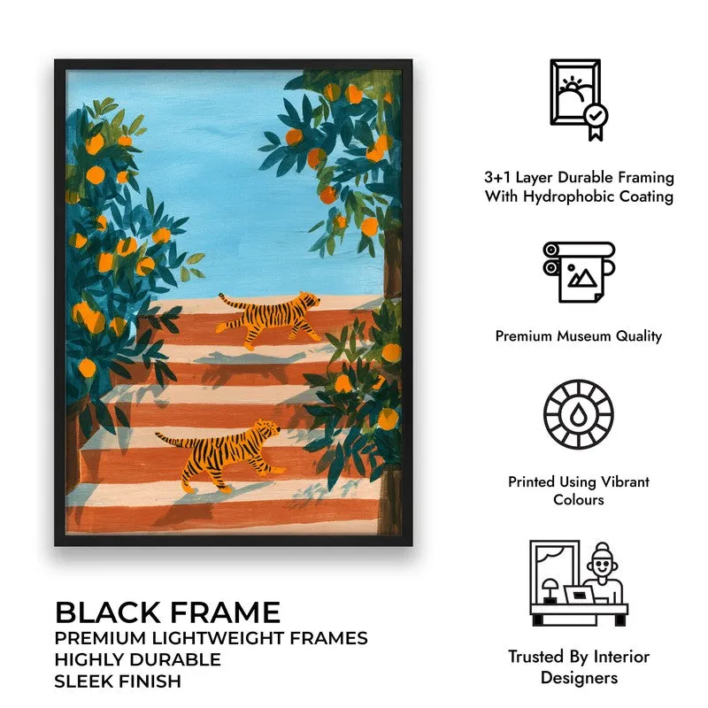 Tangerine Trees Canvas Wall Painting - Black Frame media 9