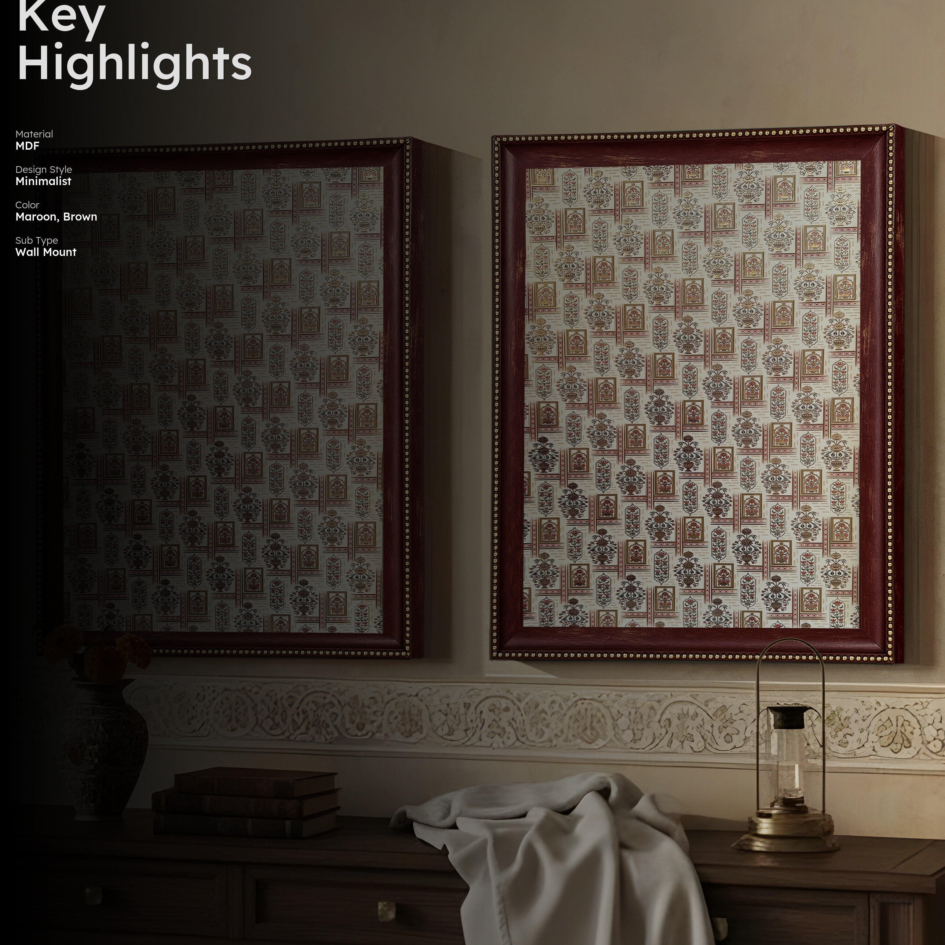 Traditional Wall Painting With Frame - Set Of Two media 2
