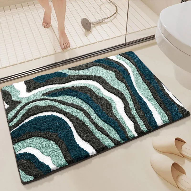 Wavy Whirls Microfiber Bath Mat - Blue media 3