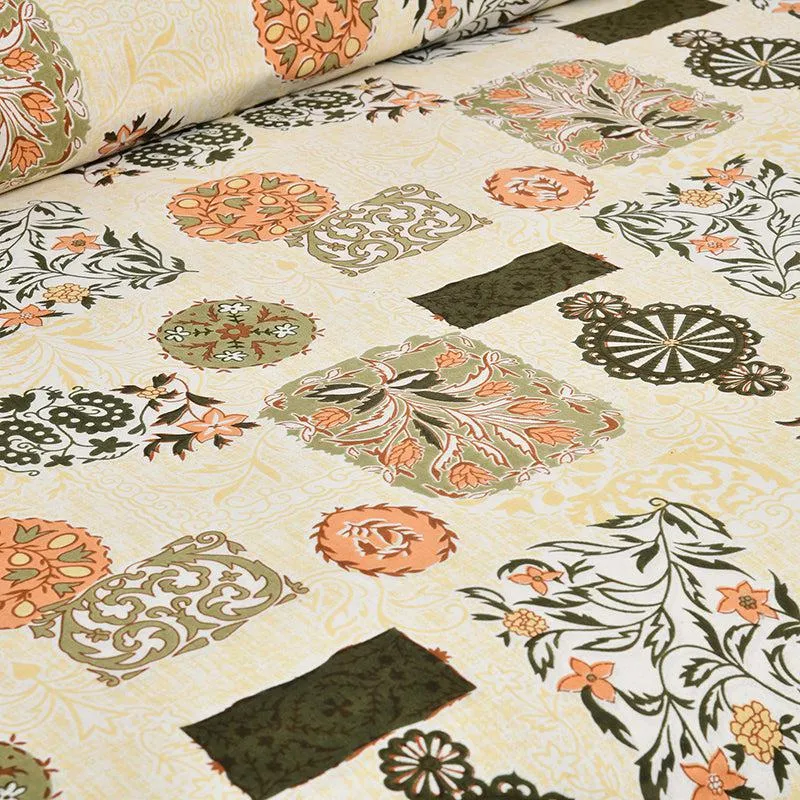 Zarina Floral Floral Cotton Bedsheet (Yellow) - 160 TC media 5