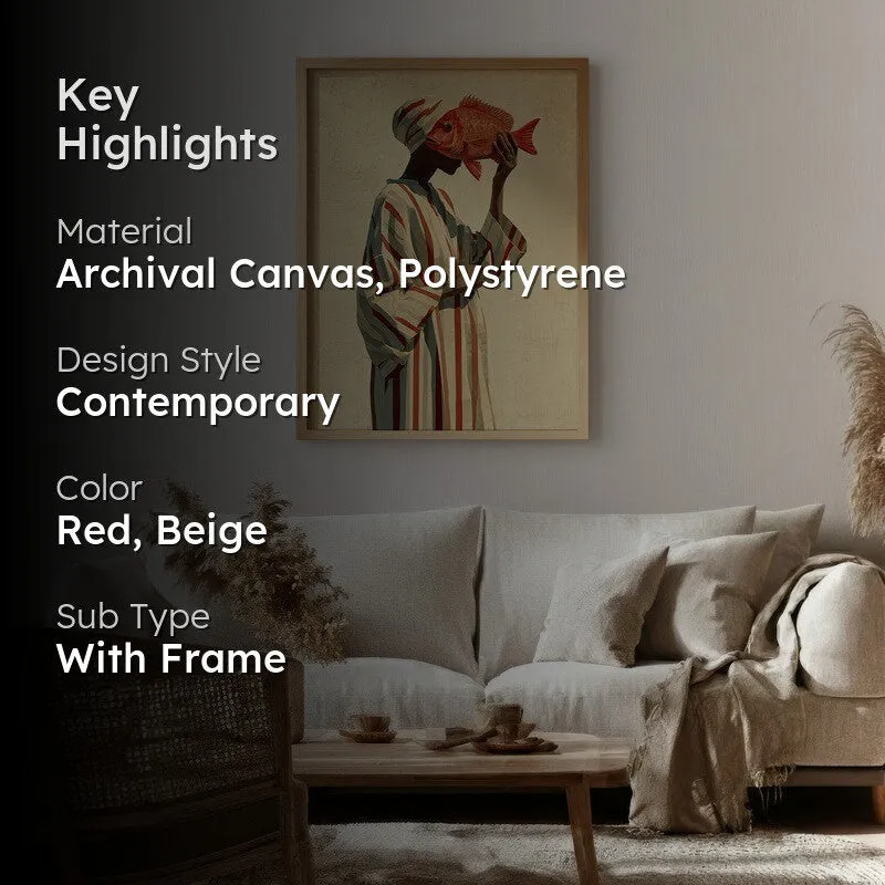 Ember Fin Canvas Wall Painting - Brown Frame media 2