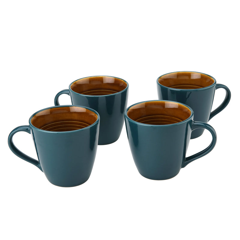 Karvaa Ceramic Coffee Mug (Cyan/350 mL Each) - Set Of Four media 3