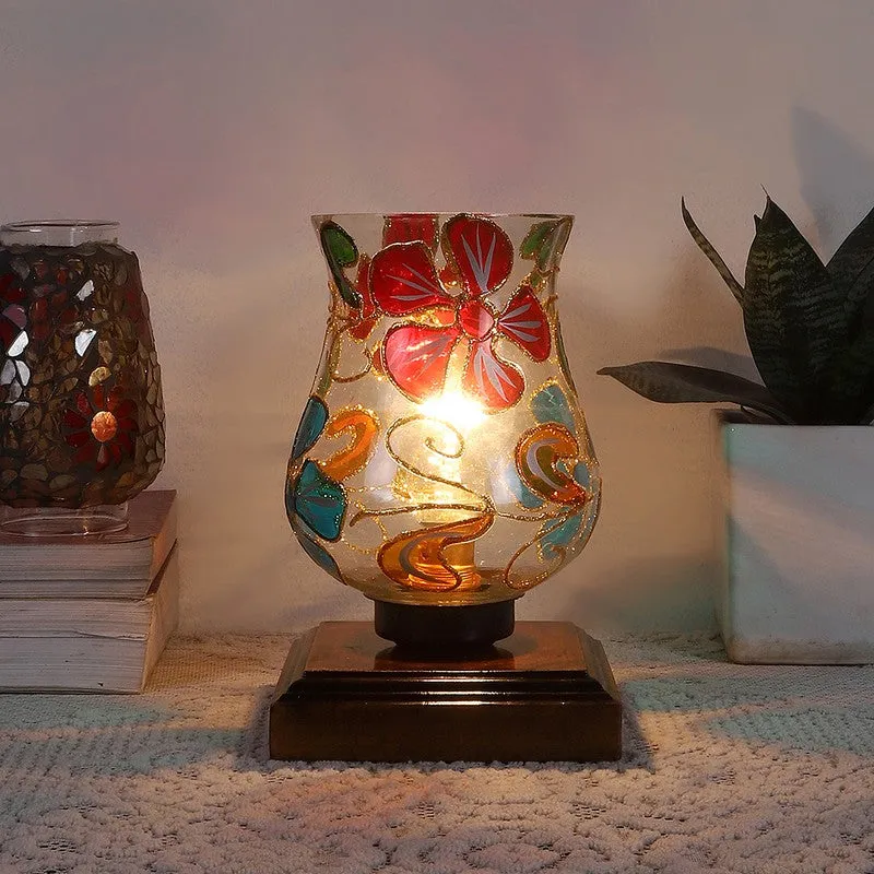 Glowelle Mosaic Glass Table Lamp With Wooden Base - Multicolor media 3