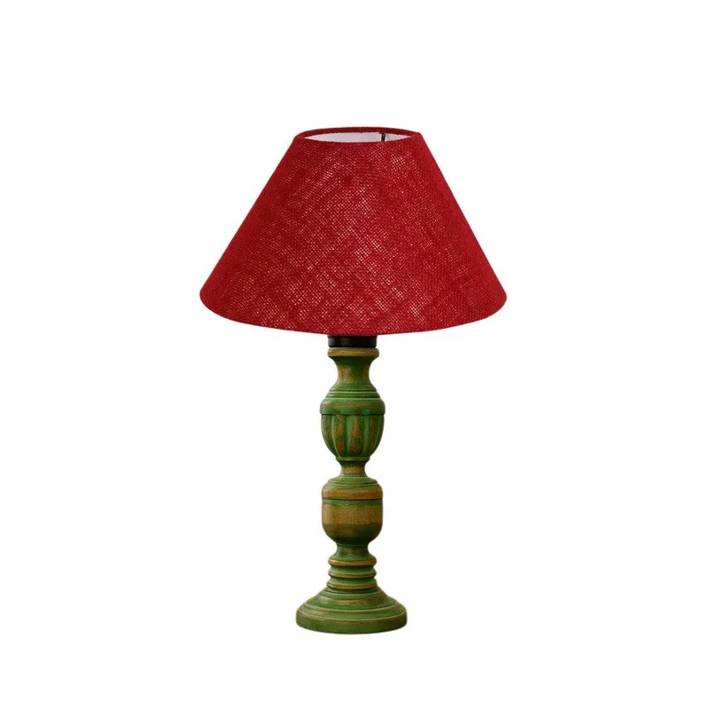 Arvello Aiven Wooden Table Lamp - Maroon media 5