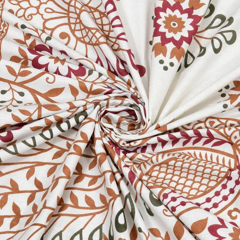 Nestor Cotton Bedsheet (White,Brown) - 240 TC media 5