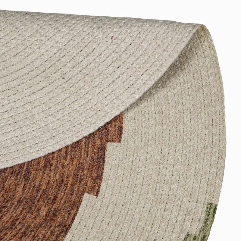 Spiro Round Cotton Cotton Rug - Green & Brown media 4