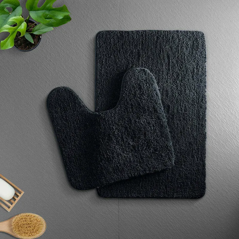 Helen Anti Skid Bath Mat & Contour Mat (Dark Grey) - Six Piece Set media 1