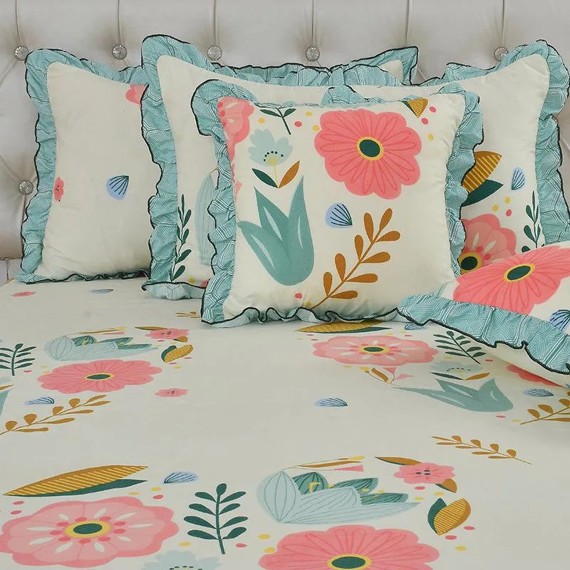 Roman Holiday Floral Frilled Microfiber Bedding Set - Five Piece Set media 4