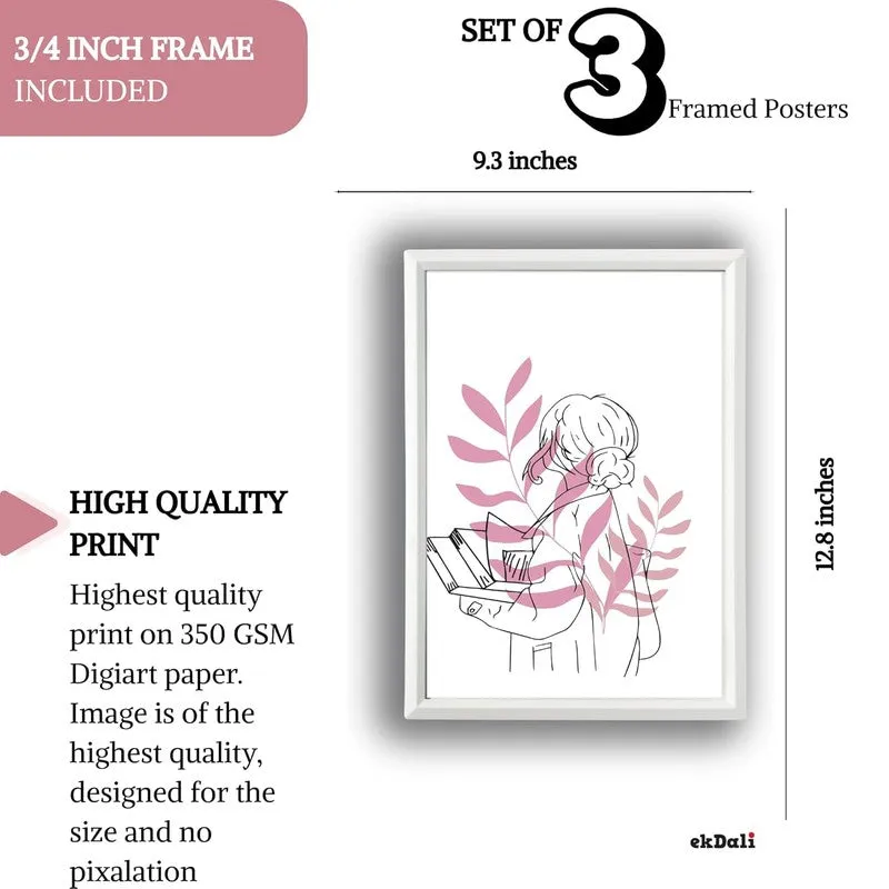 Pink Persona Paper Wall Painting With Frame - White media 11