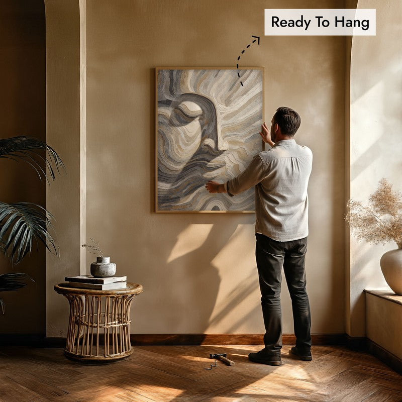 Flowing Buddha Tranquility Wall Painting With Brown Frame media 6