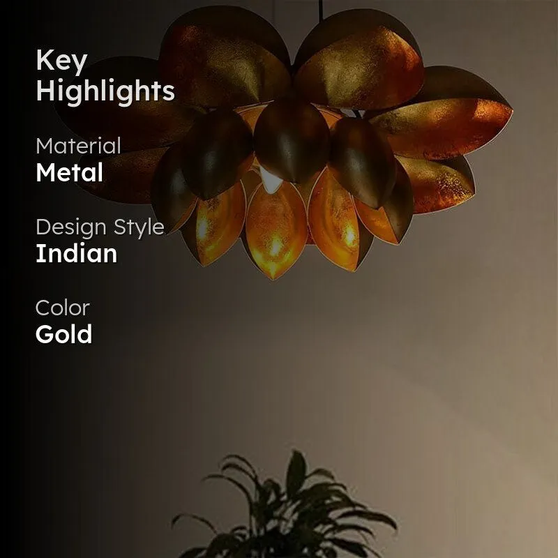 Kamal Metal Gold Ceiling Lamp media 2