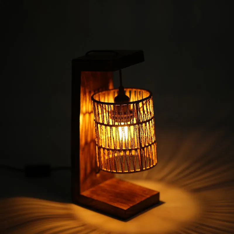 TerraLit Rattan Table Lamp - Beige,Brown media 1