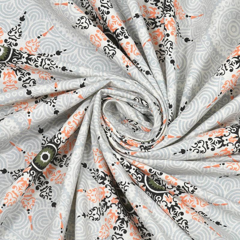 Taara Ethnic Printed Cotton Bedsheet (Blue,Orange) - 160 TC media 5